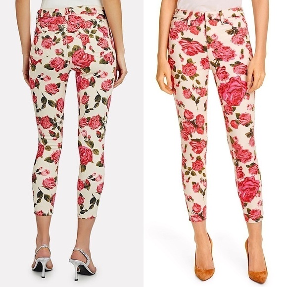 NWT L'AGENCE High Rise Floral Print Stretch Denim Ankle Cropped Skinny Jeans 25 - Picture 5 of 11